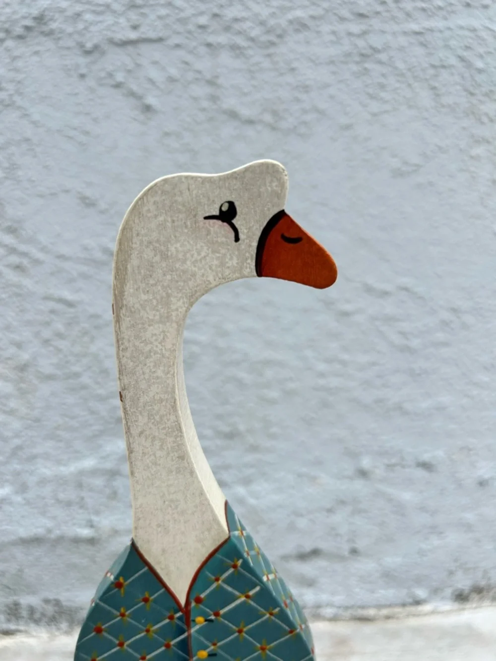 Hand Painted Wooden Goose Figurine